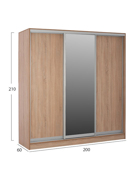 Тройна врата Гардероб Плъзгащи се Adler с Огледало 200x60x210см