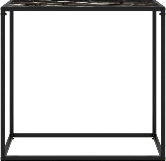 Конзолна маса Метална със Стъклено Покритие Dark Д80xШ35xВ75cm