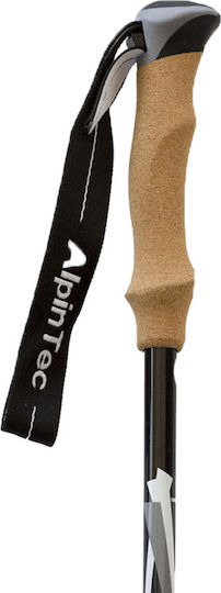 AlpinPro Pair of Telescopic Aluminum Fast Lock Trekking Poles with 3 Sections Pathfinder Black 285gr