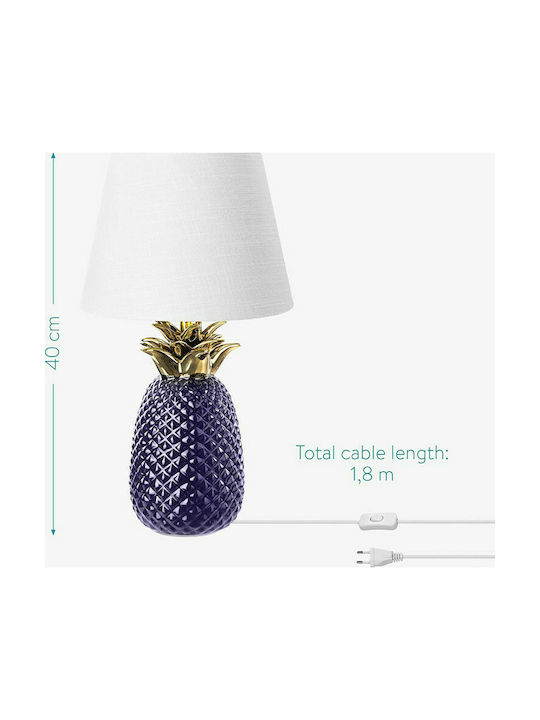 Navaris Pineapple Ceramic Table Lamp for Socket E27 with White Shade and Purple Base