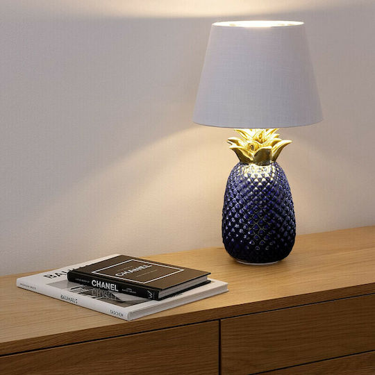Navaris Pineapple Ceramic Table Lamp for Socket E27 with White Shade and Purple Base