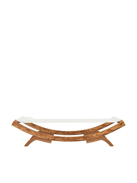 Liegestuhl-Bett Einzel Holz mit Textilene-Stoff Ecru 100x100x44cm.
