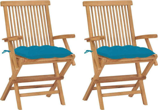 Καρέκλα Teak - Γαλάζιο 2τμχ 55x60.5x89εκ.