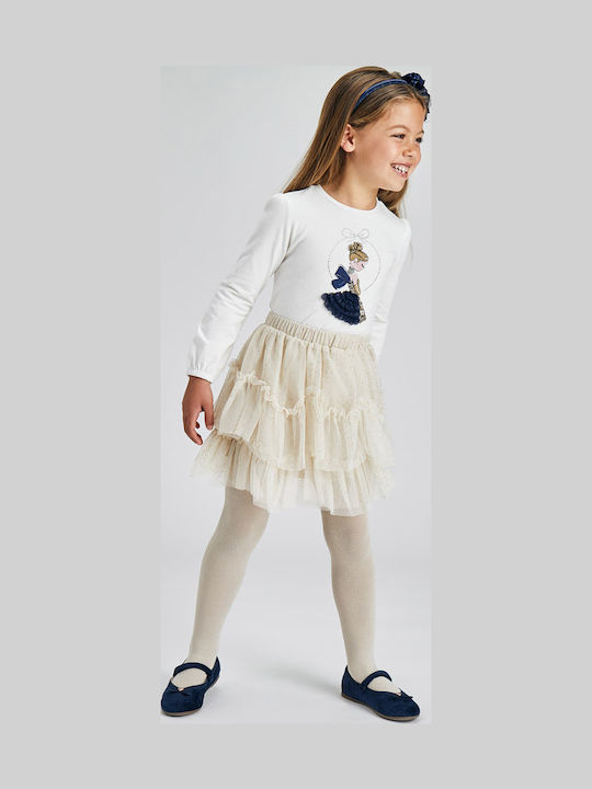 Kinder Rock aus Tüll Polka Dot Beige