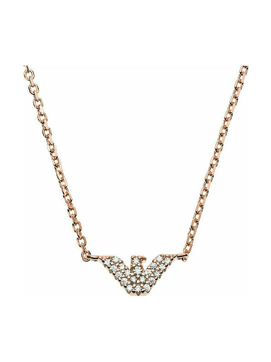 Emporio Armani Necklace from Pink Gold Plated Silver with Zircon