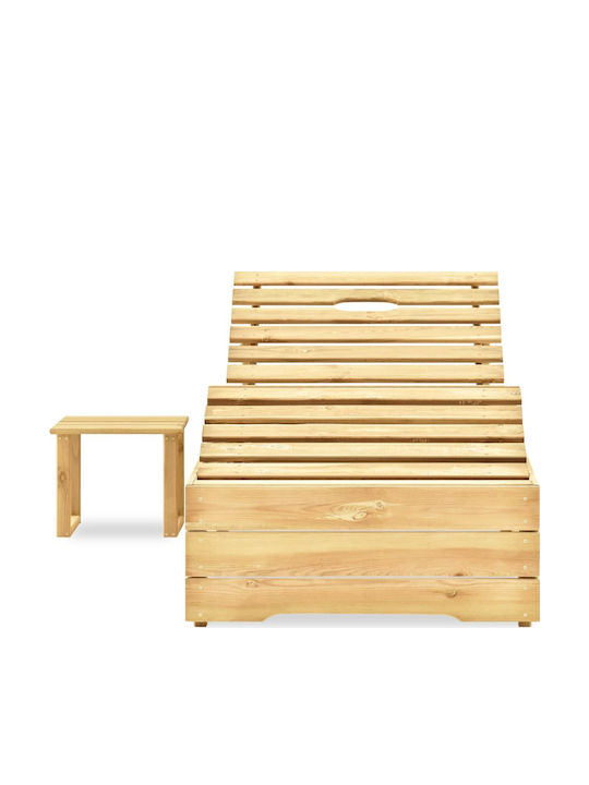 Sunbed Single Wooden Pine impregnated wood with Table 198x90x30cm.