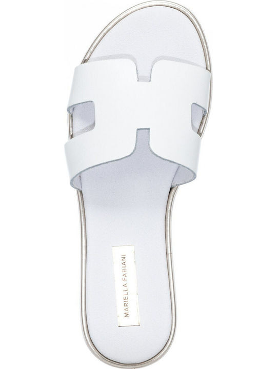 2044 Leather Women's Flat Sandals in White Color
