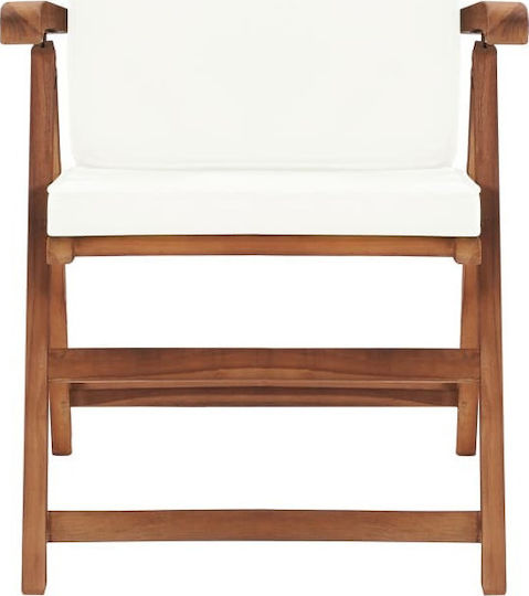 vidaXL Gartenstühle Teak Mit Cremfarbenem Kissen 2 Stück 57x57x104cm