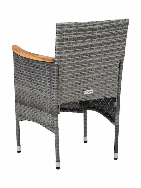 Outdoor Chair Rattan Grey / Dark Grey Pillow with Cushion 2pcs 52x57x84cm