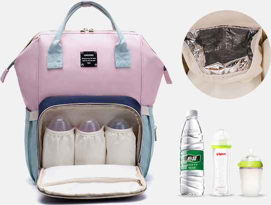 Lequeen Diaper Bag Pink - Grey 39x30x39cm.
