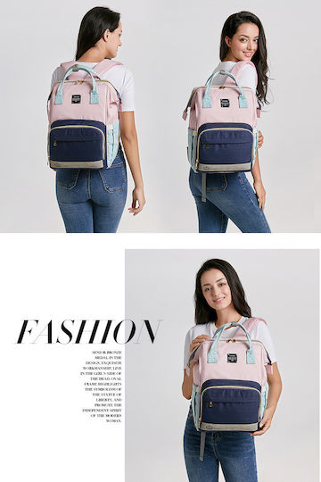 Lequeen Diaper Bag Pink - Grey 39x30x39cm.