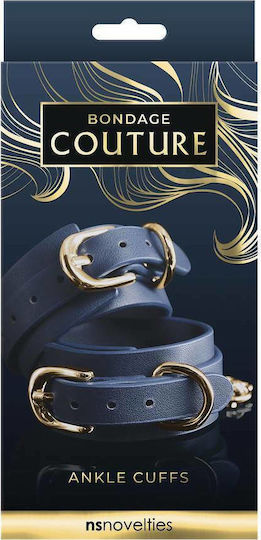 Ns Novelties Bondage Couture Vinyl Ankle Cuff Handcuffs in Blue Color