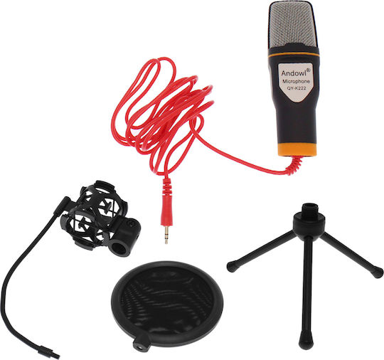 Andowl QY-K222 Σετ Πυκνωτικό Μικρόφωνο 3.5mm Επιτραπέζιο, Shock Mounted για Φωνητικά