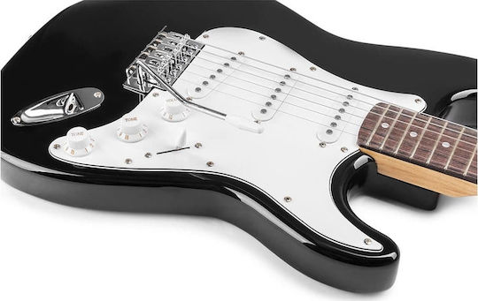 Max Audio Gigkit Set Electric Guitar Stratocaster with SSS Pickup Configuration Black with Case