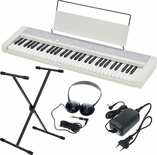 Casio Keyboard CT-S1 Set with 61 Dynamic Keys with Stand, Headphones and Music Stand White