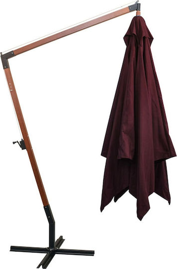 Umbrelă Suspendată Rotundă Din Lemn Burgundy Φ3m