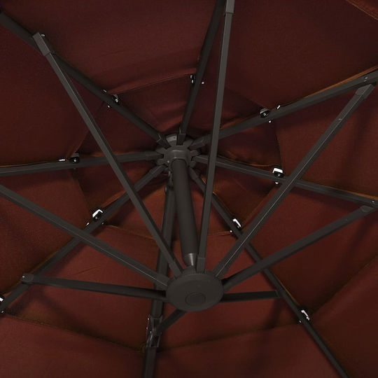 Hanging Circular Aluminum Parasol Terra Cotta Diameter 3m