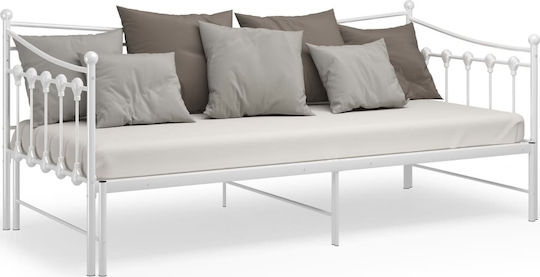Single Metal White Sofa Bed for Mattress 90x200cm