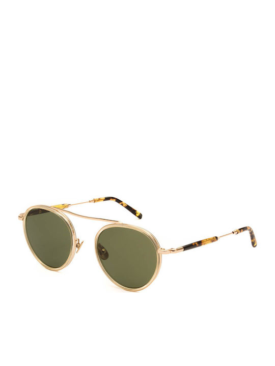 Moscot Pupik Sunglasses with Gold Metal Frame and Green Lens