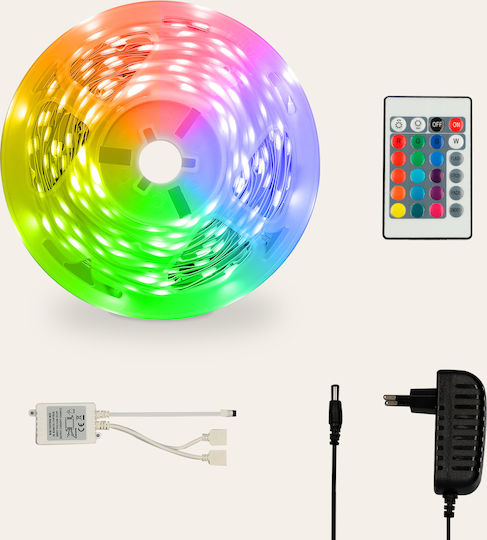 Ksix Ταινία LED 12V RGB Φως 5m Τύπου SMD5050 με Τηλεχειριστήριο