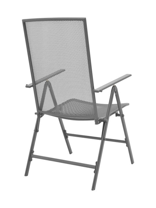 Καρέκλα Εξωτερικού Χώρου Μεταλλική Γκρι 2τμχ 57x94x104εκ.