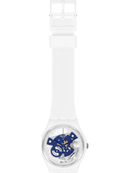 Swatch Bioceramic Herrenuhr 34mm Batterie mit Weiß Kautschukarmband
