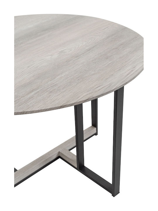 Round Central Coffee Table Combo Wooden Sonoma Decape Black 60x60x40 cm