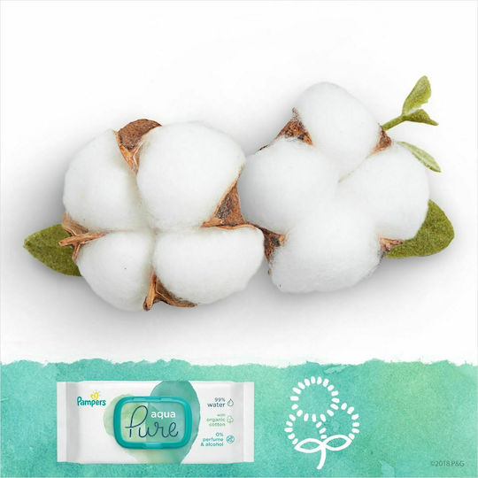 Pampers Pure Aqua Babytücher mit 99% Wasser, ohne Duftstoffe, Alkohol & Parabene 18x48Stk