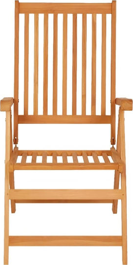Outdoor-Stuhl Hölzernes Teak / Bordeaux mit Kissen 8Stück 57x71.5x109εκ.