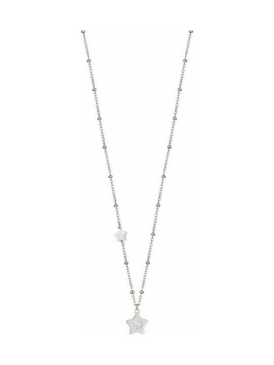 Luca Barra Necklace with design Star from Gold Plated Steel with Zircon