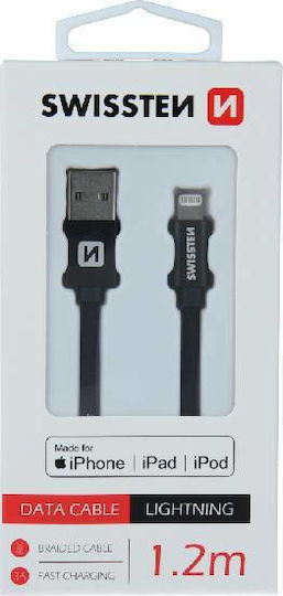 Swissten Geflochten USB-A zu Lightning Kabel Schwarz 1.2m (71524201)