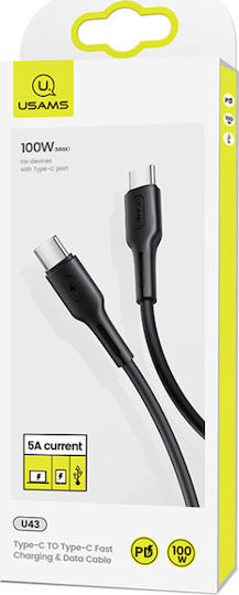 Usams US-SJ459 USB 2.0 Kabel USB-C männlich - USB-C 100W PD Schwarzes 1,2m SJ459USB01