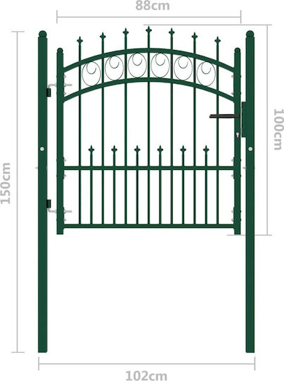 vidaXL Poartă de Gard din Metal cu Garduri în Culoarea Verde 1.0x1.0m