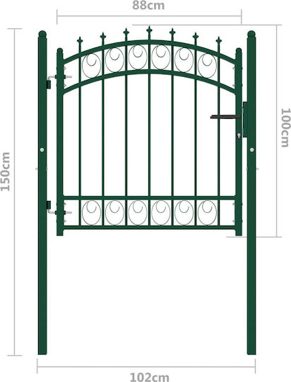 vidaXL Poartă de Gard din Metal cu Garduri în Culoarea Verde 1.0x1.0m