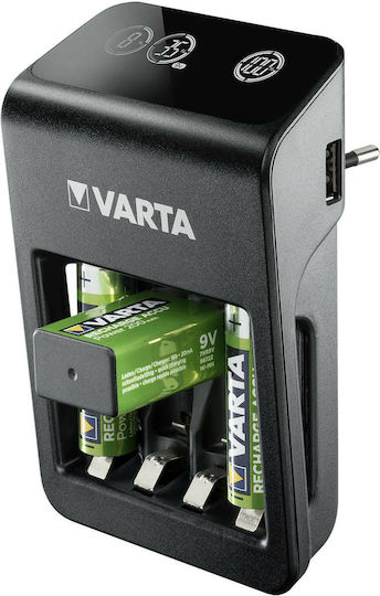 Varta LCD Plug Charger+ 4 Batteries Ni-MH Size AA/AAA/9V Set with 4x AA 2100mAh