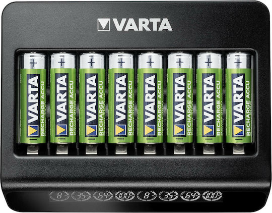 LCD Multi Charger+ 8 Ni-MH Batteries Size AA/AAA (Batteries Not Included)