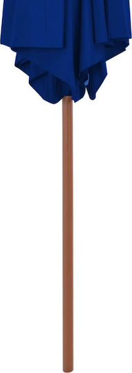 Square Wooden Blue Garden & Terrace Parasol 2.7x2.7m