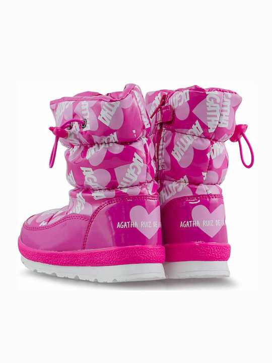 Kids Snow Boots with Zipper Fuchsia