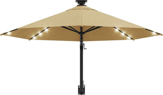 Wall Mounted Circular Metal Parasol Taupe Diameter 3xHeight 1.31m