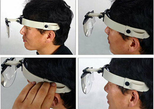 Safety Glasses with Magnification with Gray Lenses Tinted and LED Light 1pcs