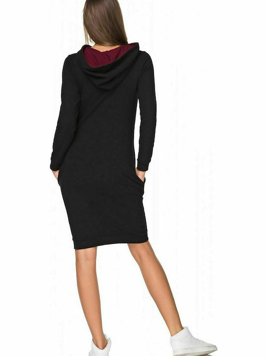 Tessita Midi Dress with Hood Black