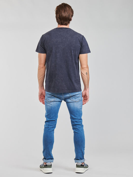 Guess Herren T-Shirt Kurzarm Blau