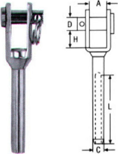 Schiffschlüssel Edelstahl-Endstück M8316MT A4 6mm 1Stück