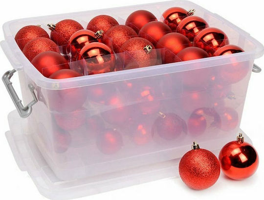 Hanging Ball Ornament Ornament Plastic Red Set 70pcs