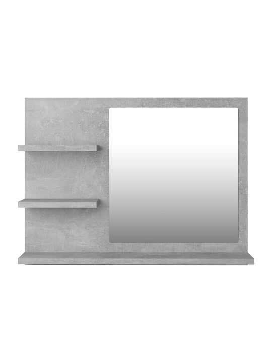 vidaXL Ορθογώνιος Καθρέπτης Μπάνιου από Μοριοσανίδα με Ράφι 60x45cm Γκρι