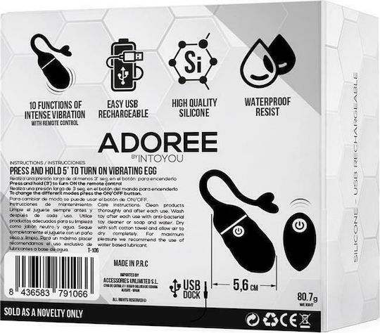 Tardenoche Adoree Δονητής Egg με Remote Control 17cm Black