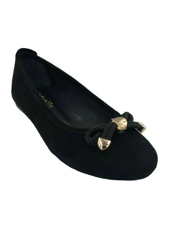 Gatzelis Shoes Suede Ballerinas 18824 Black