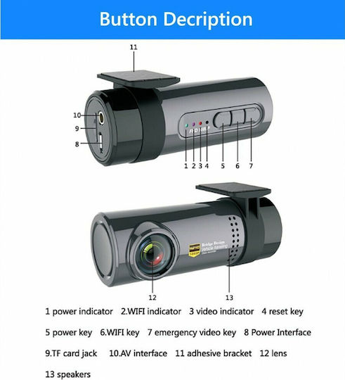 Z35 Κάμερα DVR Αυτοκινήτου 720P Wi-Fi