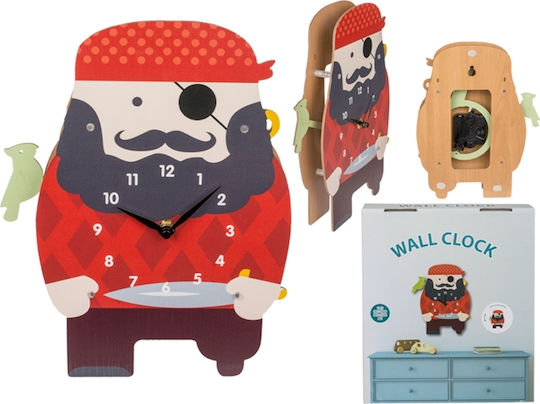 Out of the Blue Kids Wall Clock Pirates Wooden with Pendulum 21x29cm