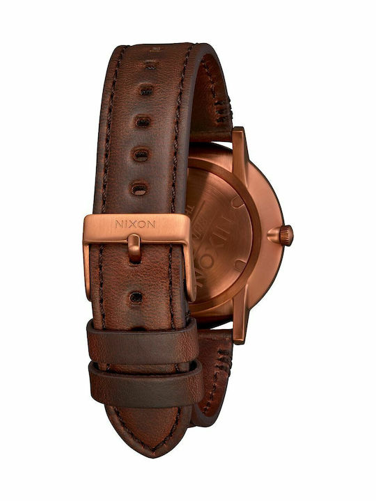 Nixon Porter Ανδρικό Ρολόι 40mm με Καφέ Δερμάτινο Λουράκι
